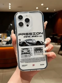 1pc Black Wind-Rushing Car Design 2-In-1 Minimalist Anti-Drop Soft TPU Full Coverage Anti-Stain Phone Case Protective Shell Compatible With Apple 18 17 16 15 14 13 12 11 Pro Max Air And Series - Multicolor - View 1