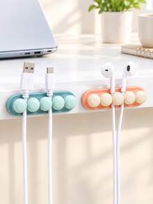 1pc Macaron Cute Minimalist Desktop Cable Organizer, Self-Adhesive Multi-Slot No-Drill Firmly Attached, Compact Style For Organizing Charging Cables And Earphone Wires To Avoid Tangling, Suitable For Office Desk, Computer Desk, Bedroom Countertop, Dorm Storage, Holiday Desktop Organization, Desktop Storage Enthusiasts, Office Students, Holiday Home Decor Enthusiasts, Cable Clip, Cable Fixing Buckle, Desktop Cable Bundle Organizer, Desktop Cable Management Organizer - Cable Clip - View 2