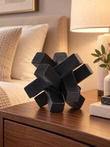 1pc Black Abstract Knot Sculpture, Modern Geometric Decorative Statue, Minimalist Desktop Tabletop Ornament For Living Room Bedroom Office Bookshelf Coffee Table Shelf And Home Decor - Multiple Styles - View 5