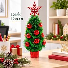 Mini Tabletop Christmas Tree 40cm PVC Holiday Tree With Star Top And Bauble Decor - Red - View 5