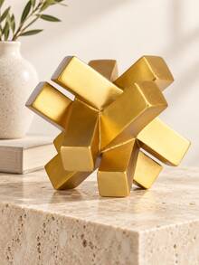 1pc Gold Geometric Knot Statue, Modern Abstract Decorative Sculpture, Luxury Home Decor Accent For Coffee Table Bookshelf Mantel Living Room Office Desk Console Table And Entryway - Multiple Styles - View 6