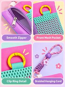 Color Block Mini Coin Purse With Phone Lanyard, Multifunctional Card Holder & Keychain Pendant, Portable Small Square Zipper Storage Bag, Suitable For Coins, Cards, Earphones And Daily Small Items, Cute Bag Charm Accessory,Travel Essential - Multicolor - View 2