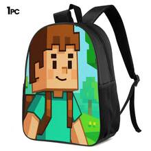 Pixel Block Style 2D Print 3-Piece Backpack Set, Large Capacity Backpack With Crossbody Bag And Pencil Case, Side Elastic Mesh Pocket For Water Bottle, Wide Breathable Adjustable Shoulder Straps, Durable Waterproof Fabric, Retro Game Style Fresh Natural Daily Commute Travel Casual Storage Bag - Printed Bag - View 13