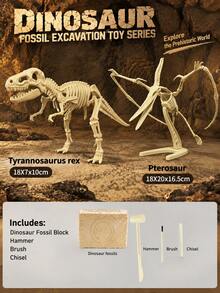 1pc Dinosaur Fossil Excavation Toy (With Free Tools) - Tyrannosaurus Rex/Triceratops Etc., Children's DIY Puzzle Treasure Hunt Toy, Suitable For Boys And Girls - Each Box Contains Dinosaur Fossil Plaster + 3 Tools - View 28