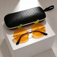 Summer Refreshing Orange Shaped Rimless Glasses, Fruit Shaped Fashion Women's Decorative Glasses, Metal Accessories, Suitable For Women - Gold - View 9