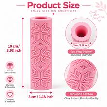 Star Of Bethlehem Embossed Clay Roller, 3D Printed PLA Pottery Texture Roller, Suitable For Polymer Clay, Soft Clay, Air Dry Clay, Ceramic Embossing Tool, DIY Crafts, Sculpture, Hand-Molding, Floral Pattern Printing Roller, Studio Ceramic Making Supplies - Star Of Bethlehem Pink - View 2