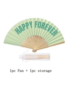 1Set Personalized Coloured Fans With Retro Curved Font: With Storage Bag,Add Any Text, Name, Or Quote,Suitable For Weddings, Tea Parties, Bridesmaid - Multicolor - View 11