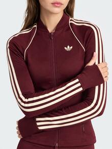 Adidas Sport Superstar Midlayer Shirt, Song Yuqi Style Trefoil Training Series Slim Fit Sports Fitness Jacket KT7027 - Red - View 3