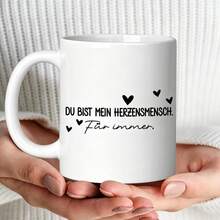 Sweet German Phrase Coffee Cup, Romantic Slogan With Hearts Printed Mug, Birthday Present For Boyfriend Girlfriend Spouse - Multicolor - View 5