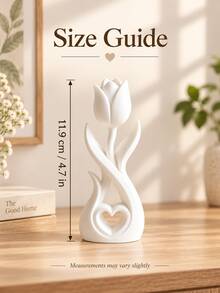 Tulip Sculpture, Minimalist Hollow Heart Design, 3D Printed Home Decor, Elegant Floral Art Ornament, Suitable For Study, Entryway, Bedroom Or Living Room, Exquisite Indoor Accent, Modern Romantic Style, Unique Gift. - Multicolor - View 10