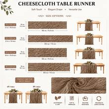 10 قطع من مفارش الطاولة من قماش الجبن البني، مفارش طاولة من الشاش المجعد بأسلوب بوهيمي ريفي، ديكور طاولة من قماش الجبن الشفاف لحفلات الزفاف والاستقبال وحفلات العروس وحفلات استقبال المولود وحفلات أعياد الميلاد والمناسبات العطلات وطاولة الطعام الريفية وديكور المنزل - بني غامق - مشاهدة 2