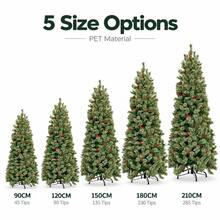 Artificial Frosted Christmas Tree With Red Berry Pine Cone Decoration Indoor Holiday Display Tree - Green - View 5
