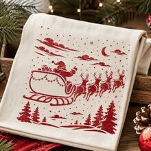 Christmas Santa Sleigh Reindeer Stencil, Large Reusable Painting Template For Wall Fabric Canvas DIY Home Decor - Single Piece - View 3