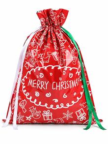 1pc Christmas Drawstring Gift Bag, Small/Medium/Large Assorted, Colorful Drawstring, Shiny Aluminum Foil Reusable Material, With Label, Suitable For Christmas Holiday Gift Packaging And Christmas Decoration - Multicolor - View 14