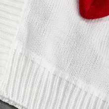 Girls' Knitted Cardigan, Casual Fashion Loose Fit, Dropped Shoulder Sleeves, Heart Decoration, Knitted Cardigan Jacket - White - View 3