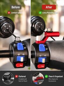 Motorcycle Rearview Mirror Extension Bracket, 1 Piece, Universal CNC Aluminum Alloy Rearview Mirror Mounting Extension Adapter, 6mm/8mm/10mm, Anodized Accessory Bracket, Suitable For Spotlights, GPS, Action Cameras, Scooters, ATVs, Electric Bicycles, And Motorcycle Accessories. - A - View 6