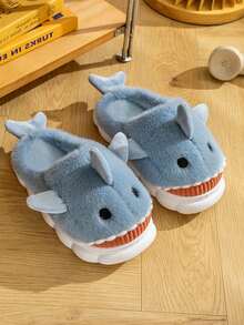 Women's Blue Home Slippers, Cute Lightweight Non-Slip Closed Toe Design, Shark Pattern Comfortable Footwear, Suitable For Daily Wear - Sky Blue - View 5