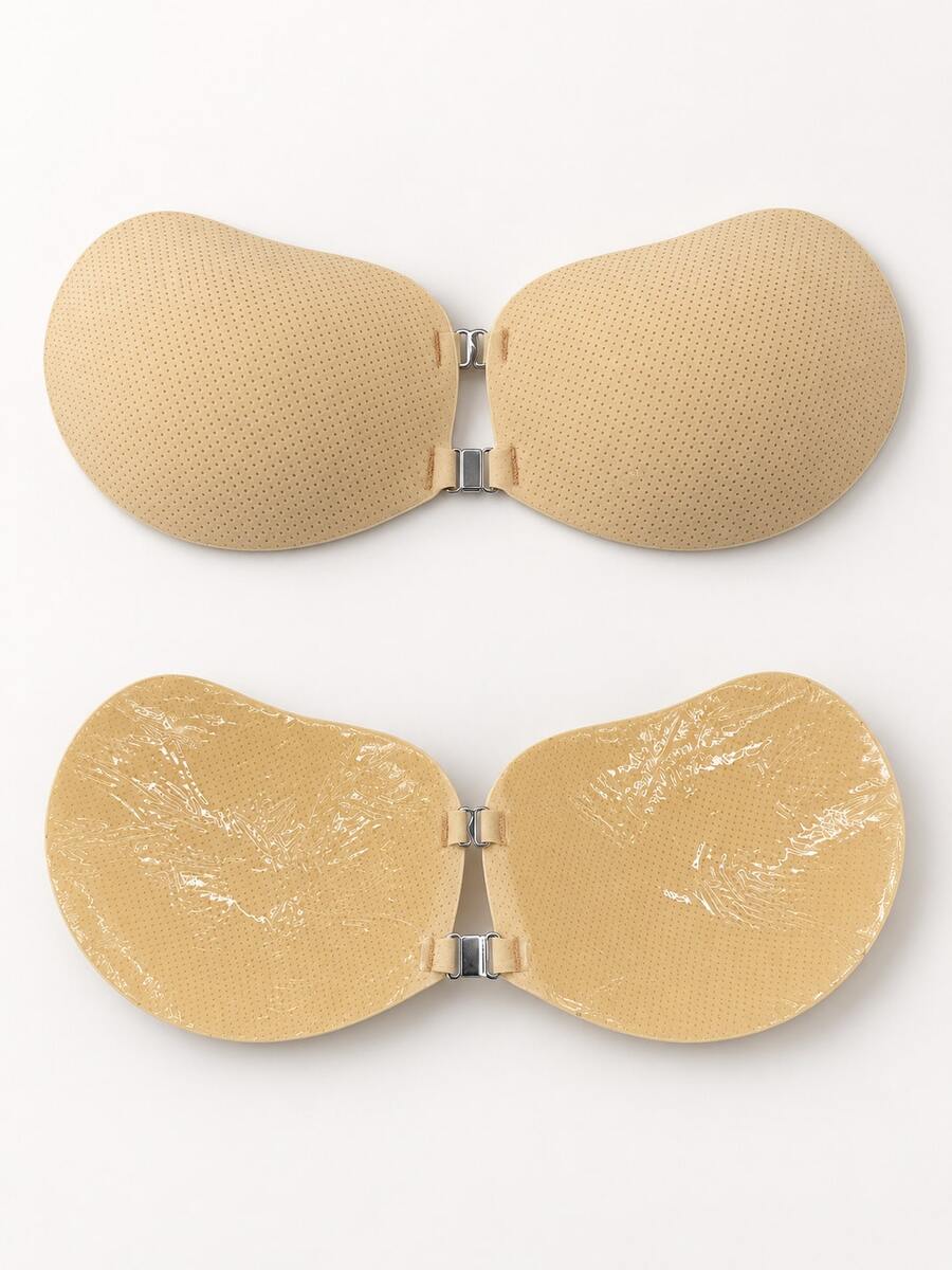 YIYANG 2/1pc Women's Invisible Adhesive Bra, Strapless Backless Breast Pads, Push-Up Lifting Bra, Breathable Cup, Double Front Hook Design, Formal Wear Underwear - Apricot - View 1