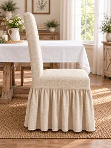 1/4pcs Milk Silk Skirt Chair Cover, Dust-Proof Anti-Slip Fashion Chair Cover, Polyester Fiber Thickened High Elasticity All-Season Universal Chair Protector Home Decor - Multicolor - View 7
