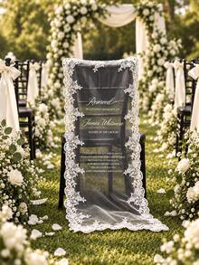 Memorial Chair Sign, Lace Banner, Wedding Remembrance, Reserved Seat, Heartfelt Tribute, Ceremony Honor - Multicolor - View 6