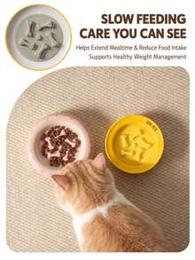 1pc Silicone Slow Feeder Insert For Dogs & Cats, Bone Pattern Pet Slow Eating Mat, Multi-Color Feeding Accessory - Multicolor - View 7