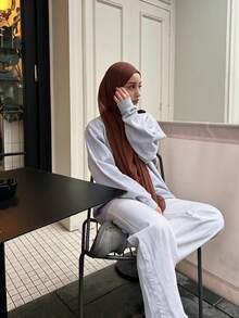 1件純色女款圍巾，休閒日常頭巾，雪紡希賈布，適合日常穿著 - 暖棕色 - 查看 2
