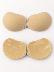 YIYANG 2/1pc Women's Invisible Adhesive Bra, Strapless Backless Breast Pads, Push-Up Lifting Bra, Breathable Cup, Double Front Hook Design, Formal Wear Underwear - Apricot - View 14