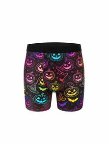 1pc Men's Boxer Briefs, Soft And Skin-Friendly, Colorful Halloween Pumpkin Print, Fun Creative Underwear, Holiday Gift For Boyfriend - Multicolor - View 2