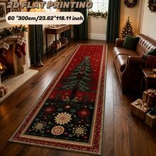 1pc Christmas Beautiful Pathway Cute Christmas Gingerbread House Decorative Rug, Red Cute Floor Mat, Decorative Rug, Bedroom Decor, Small Rug, Rug, Home Decor, Living Room Rug, Living Room Small Rug, Bedroom Rug, Living Room Home Decor, Outdoor Rug, Washable Rug - Multicolor - View 2