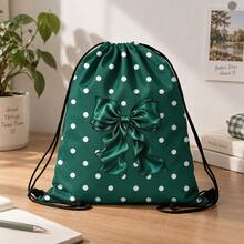 Drawstring Bag - Cute Green & White Bow Print - Suitable For School, Sports, Travel And Toy Storage, Sports Fitness Swimming Travel Backpack - Drawstring Sports Bag - View 5