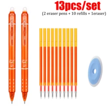 13pcs/Set 2 Packs Retractable Erasable Gel Pen Set With 10 Refills & 1 Eraser, 6 Color Options, Smooth Writing Refillable Pens For Students, School, Office, Note Taking, Homework, Journaling & Everyday Writing - Multicolor - View 16