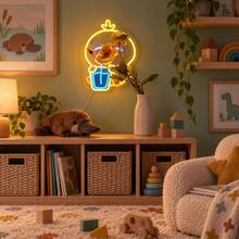 1-Piece USB-Powered Yellow Duckling Neon Sign With Clear PS Backboard, Silicone LED Light Strip And Power Cable, Playful Cartoon Shape With Red Feet And White Wing Details For Playroom, Nursery, Baby Shower And Birthday Decor - Multi-color light - View 7