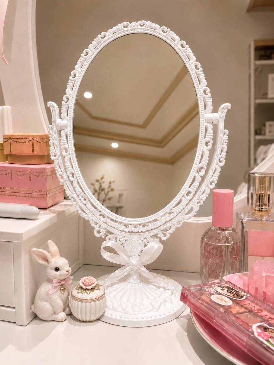 1pc Vintage Double-Sided Makeup Mirror Suitable For Daily Use