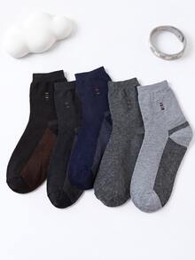 1/5 Pairs Men's Striped Pattern Business Casual Socks, Soft And Comfortable Mid-Calf Socks, Random Styles, Men's Office Socks, Suitable For Daily Wear, Wearable In Autumn/Winter - Multicolor - View 6