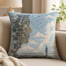 Abstract Face Cloud Birds Painting Stencil, Reusable Surreal Sky Portrait Template For Canvas, Fabric, Wall, Pillow, Frame & DIY Home Decor - Single Piece - View 3