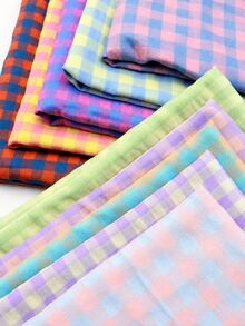 HHMC 1 lembar kain kotak-kotak vintage musim semi yang sudah dipotong, cocok untuk kerajinan DIY, patchwork, menjahit, ikat rambut, dan kain latar DIY. - Beraneka warna - View 3