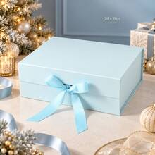 1pc Foldable Gift Box, Gift Packaging Box, Saudi National Day Gift Packaging Box For Family And Friends, Universal Holiday Gift - Light Blue - View 1