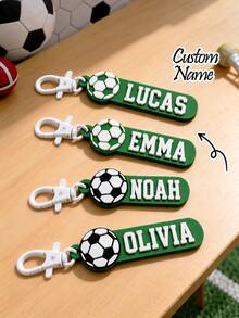 1pc Personalized Name Football Keychain, Backpack Charm Keychain, Customized Letter Football Accessory, Suitable For Football Players - Multicolor - View 2
