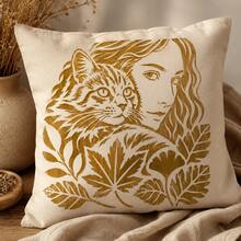 Luxury Cat Portrait Painting Stencil, Reusable Animal Face Art Template For Wall Decor, Fabric, Canvas, Pillow, Frame & DIY Home Decoration - Single Piece - View 5