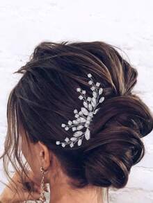 1pc Rhinestone Headpiece For Ball, Banquet, Bridal Wedding Hair Styling, Women And Girls Hair Accessory Hair Comb - Multicolor - View 10