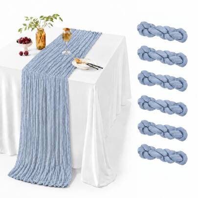 10 Pack Dusty Blue Cheesecloth Table Runner, Gauze Table Runner, Boho Sheer Cheese Cloth Table Decor For Wedding, Party, Bridal Shower, Baby Shower, Birthday, Engagement, Anniversary, Holiday, Dinner, Farmhouse Home Decoration