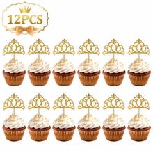 12/24pcs Gold Princess Crown Cupcake Toppers Cake Picks For Birthday Baby Shower Party Decorations - Multicolor - View 10