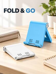 1/2pcs Foldable Portable Desktop Phone Stand, Premium ABS Material, Adjustable Angle, Compact Lightweight Pocket Size, Suitable For All Smartphones And Tablets, Stable Anti-Slip, Space-Saving - A - View 3