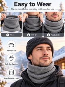 Classic Knitted Fabric Fleece Lined Neck Warmer, Plush Lining Ribbed Texture, 4 Colors Available, Unisex Pullover Scarf, Suitable For Cycling, Running, Hiking, Commuting, Skiing, Outdoor Sports, Cold Weather, Holiday Gifts, Winter Daily Wear - Multicolor - View 7