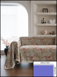 1pc Jacquard Pink Lily Pattern Tassel Sofa Cover, French Country Vintage Style Rectangular Design, No Installation Required, Dust-Proof, Anti-Slip, Anti-Scratch, Effectively Protects Sofa, Dirt-Resistant, Wear-Resistant, Sofa Dust-Proof Protector, Suitable For Multiple Sofa Models, Suitable For All Seasons - Multicolor - View 15