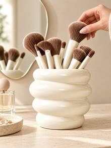 1pc Bubble Texture Makeup Brush Holder, Glossy Cosmetic Storage Cup, Cute Desktop Vanity Organizer, Makeup Tool Rack, Beauty Brush Storage Container, Suitable For Vanity, Bathroom Countertop And Home Decor - Multicolor - View 6