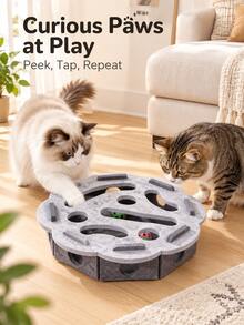 Mainan Kucing Peliharaan Kotak Puzzle Felt Papan Labirin Persegi Permainan Berburu Multi-Lubang Interaktif Dengan Lonceng dan Bola Alat Bermain Cakar Anak Kucing Petak Umpet Penangkap Alat Latihan Dalam Ruangan Pusat Aktivitas Hewan Aksesori Penggaruk Perlengkapan Pelatihan - MultiWarna - View 10