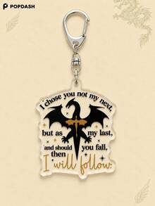 1/6Pcs Fourth Wing Novel Dragon Emblem Quote Acrylic Keychain Set, Dragon Rider Book Fan Bag Charm - Multicolor - View 6
