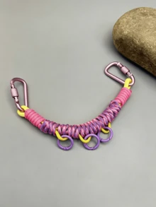 Paracord Extension Lanyard, Multifunctional Backpack Pendant, Hand-Woven Paracord Outdoor Backpack DIY Modification Accessory, Double D-Ring Buckle - Multicolor - View 2