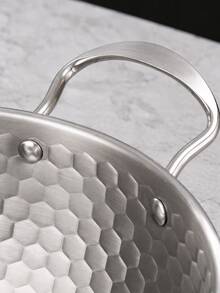 3pcs Silver Soup Pot Set With Lids And Double Handles, Hammered Hexagonal Texture With Riveted Handle Details,Nesting Kitchen Pots For Soups,Pasta And Stews,Coordinated Cookware For Everyday Home Meal Preparation,Induction Compatible Pots And Pans Set - View 5
